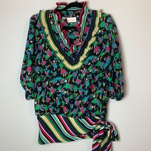 Susan Freis Blouse S Floral Pleated